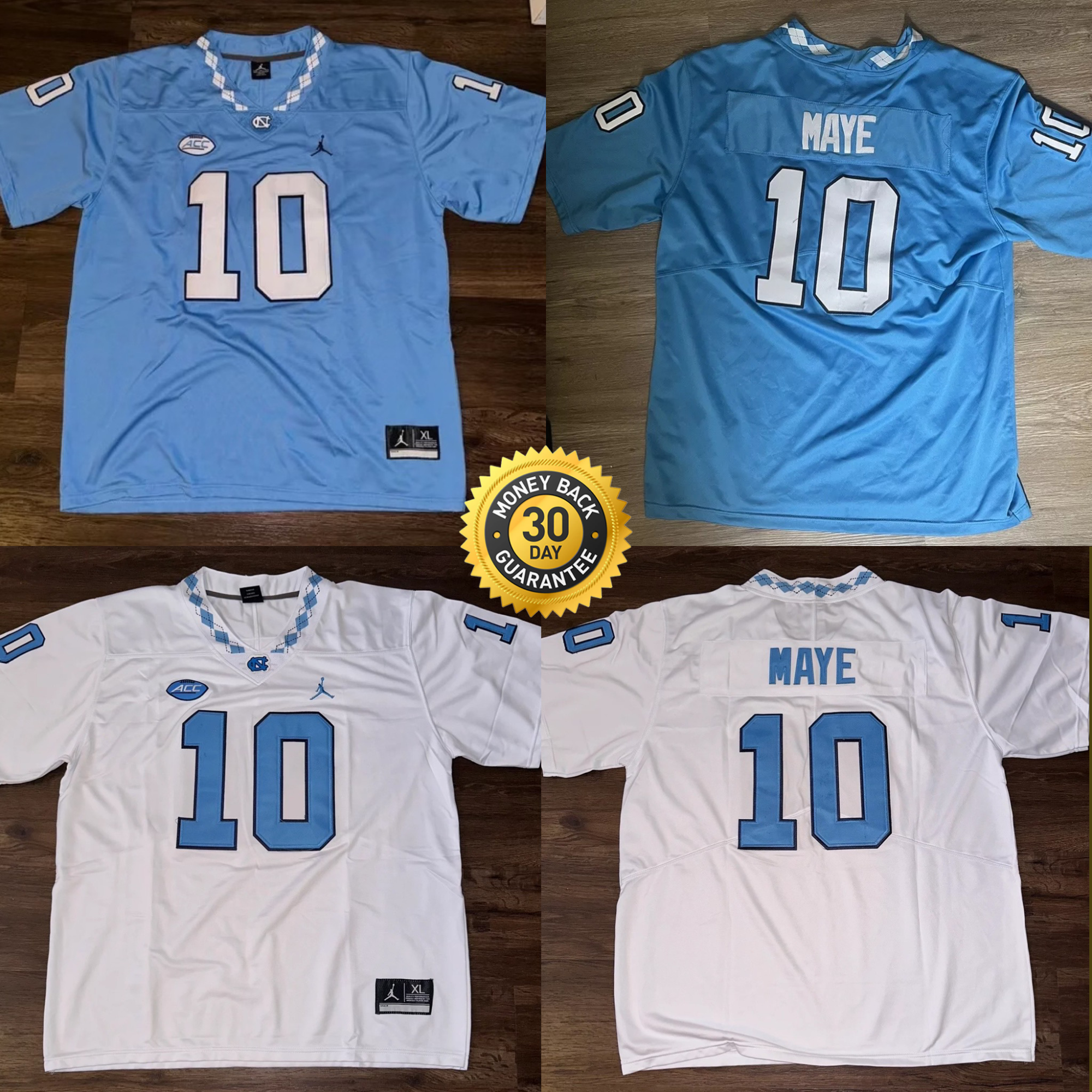 D. Maye #10 North Carolina College Jersey (Blue & White Available)