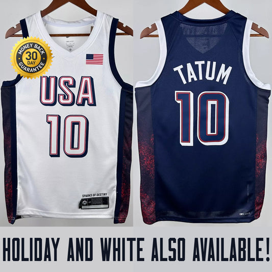 J. Tatum #10 Navy & White Men's USA Basketball 2024 Jersey