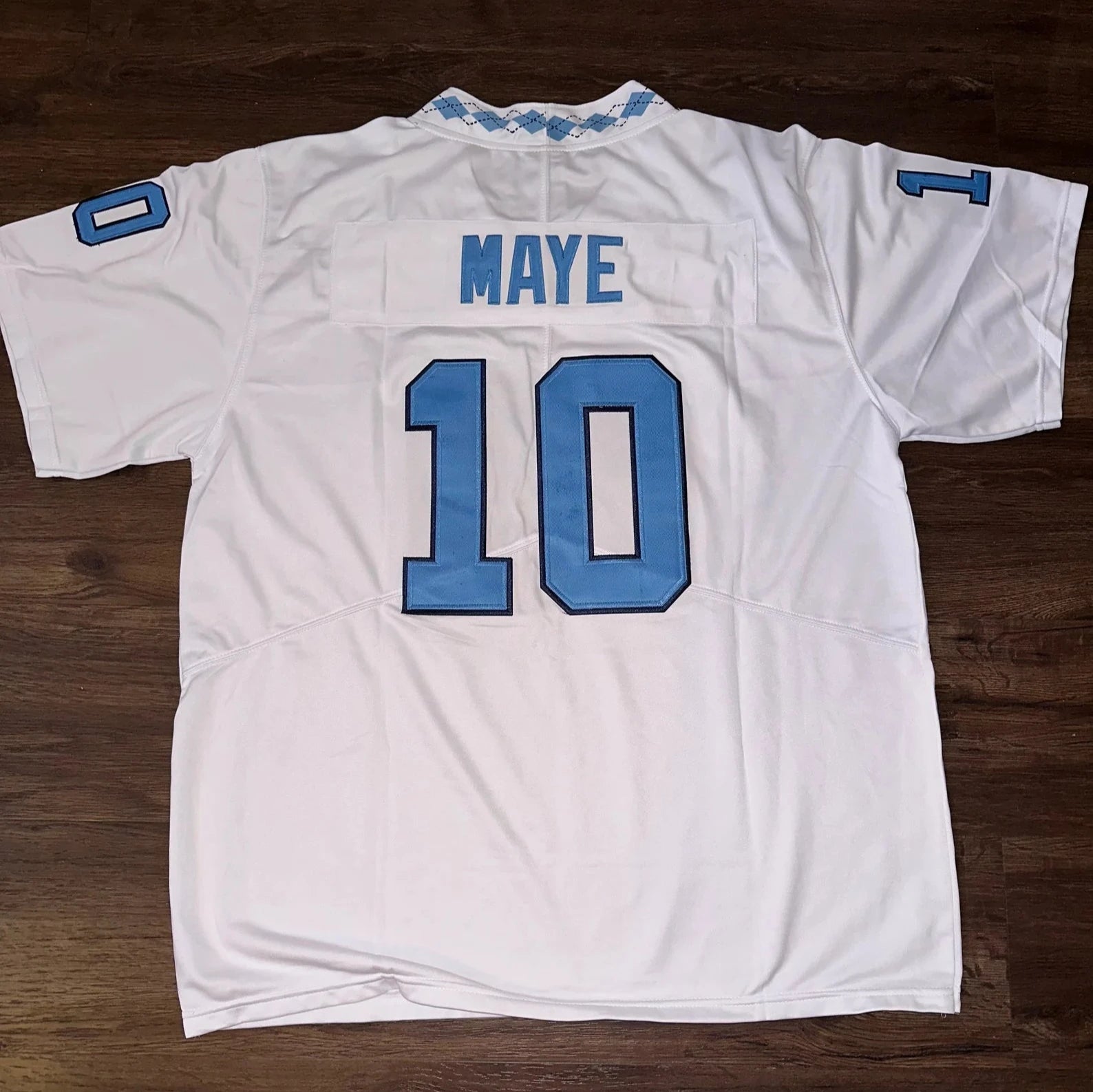 D. Maye #10 North Carolina College Jersey (Blue & White Available)